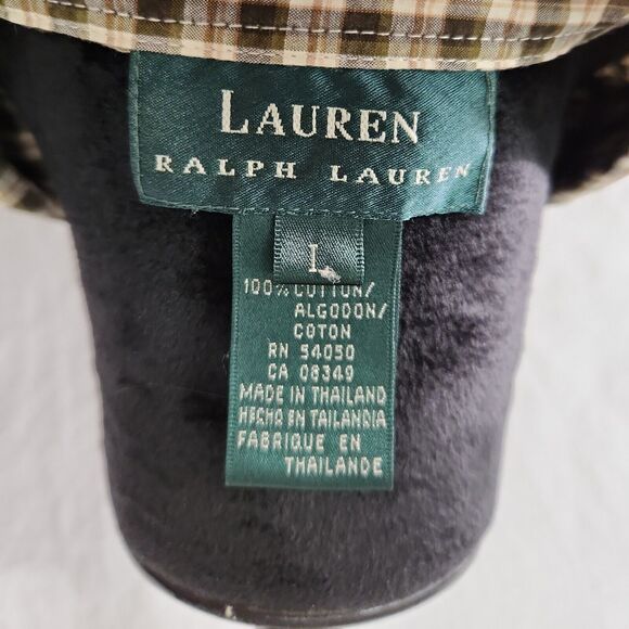 Lauren Ralph Lauren L 100% Cotton Plaid Lightweight Button Down Shirt Fall Color - Picture 10 of 12